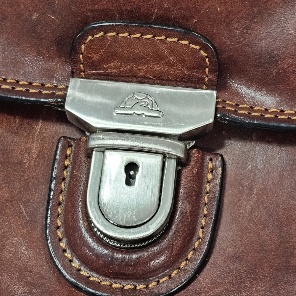 Tony Perotti Italian Leather Briefcase Cognac Brown | Full-Grain Patina